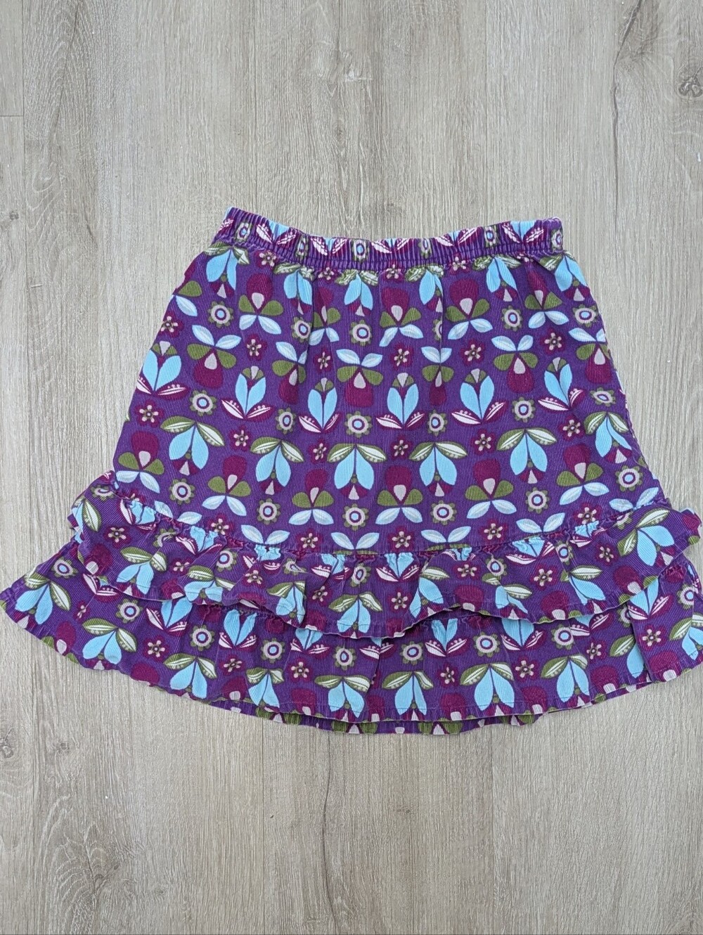 Hanna Andersson Courdoroy Scandanavian Tiered Pull On Girls Cotton Skirt Size 8